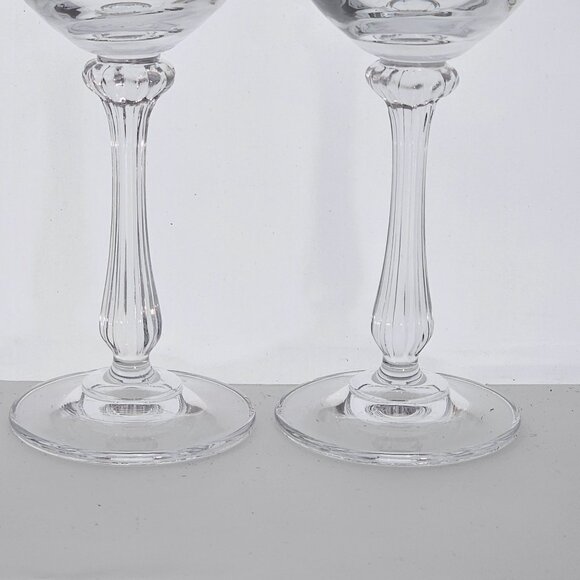 2 Mikasa Ardmore Wine Glasses 8" ribbed stem fine crystal fluted rim Germany - Picture 4 of 8